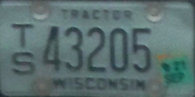 September 2021 Wisconsin Tractor License Plate