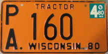December 1980 Wisconsin Tractor License Plate