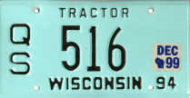December 1999 Wisconsin Tractor License Plate