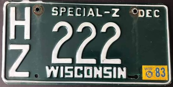 1982 Wisconsin Special-Z HZ 3 Digit