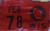 1978 Wisconsin Motorcycle License Plate Sticker