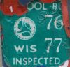 1977 Wisconsin School Bus License Plate Inspection Sticker