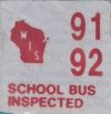 1992 Wisconsin School Bus License Plate Inspection Sticker