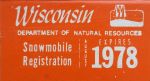 1978 Wisconsin Snowmobile Dealer License Plate Sticker