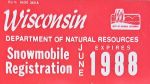 1988 Wisconsin Snowmobile Dealer License Plate Sticker
