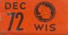 1972 Wisconsin Truck License Plate Sticker