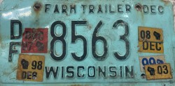 2008 Wisconsin Farm Trailer License Plate