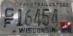 2014 Wisconsin Farm Trailer License Plate