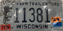 2018 Wisconsin Farm Trailer License Plate