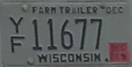2020 Wisconsin Farm Trailer License Plate