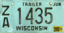 2000 Wisconsin Light Trailer for Hire License Plate