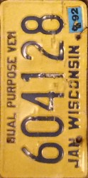 1992 Wisconsin Dual Purpose Vehicle License Plate