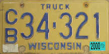 2000 Wisconsin Truck License Plate