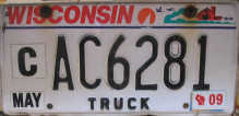 2009 Wisconsin Truck License Plate