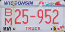 2009 Wisconsin Truck License Plate