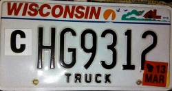 2013 Wisconsin Truck License Plate