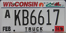 2014 Wisconsin Truck License Plate