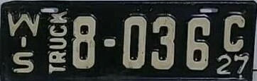 1927 Wisconsin Truck License Plate