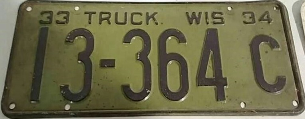 1934 Wisconsin Truck License Plate