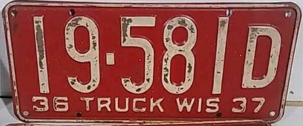 1937 Wisconsin Truck License Plate