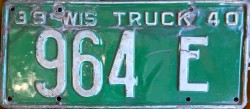 1940 Wisconsin Heavy Truck License Plate