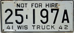 1942 Wisconsin Truck License Plate