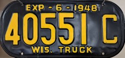 1948 Wisconsin Truck License Plate
