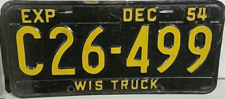 1954 Wisconsin Truck License Plate