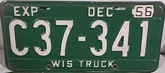 1956 Wisconsin Truck License Plate