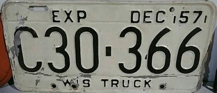 1957 Wisconsin Truck License Plate