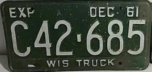 1961 Wisconsin Truck License Plate