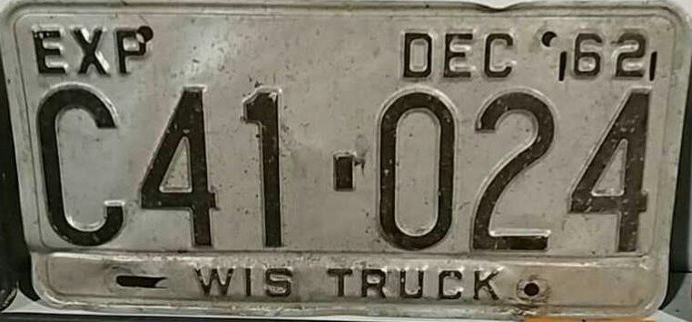 1962 Wisconsin Truck License Plate