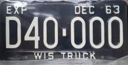 1963 Wisconsin Truck License Plate