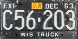 1964 Wisconsin Truck License Plate