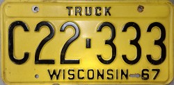 1967 Wisconsin Truck License Plate