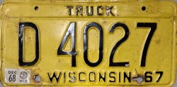 1968 Wisconsin Truck License Plate