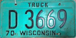 1970 Wisconsin Truck License Plate