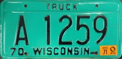 1971 Wisconsin Truck License Plate