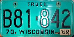 1973 Wisconsin Truck License Plate