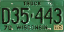 1973 Wisconsin Truck License Plate