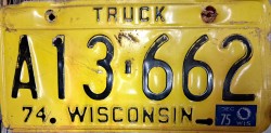 1974 Wisconsin Truck License Plate