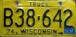 1975 Wisconsin Truck License Plate