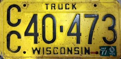 1977 Wisconsin Truck License Plate