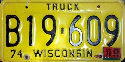 1978 Wisconsin Truck License Plate