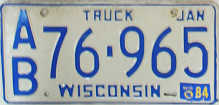 1984 Wisconsin Truck License Plate