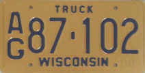 1988 Wisconsin Truck License Plate