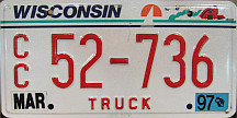 1997 Wisconsin Truck License Plate